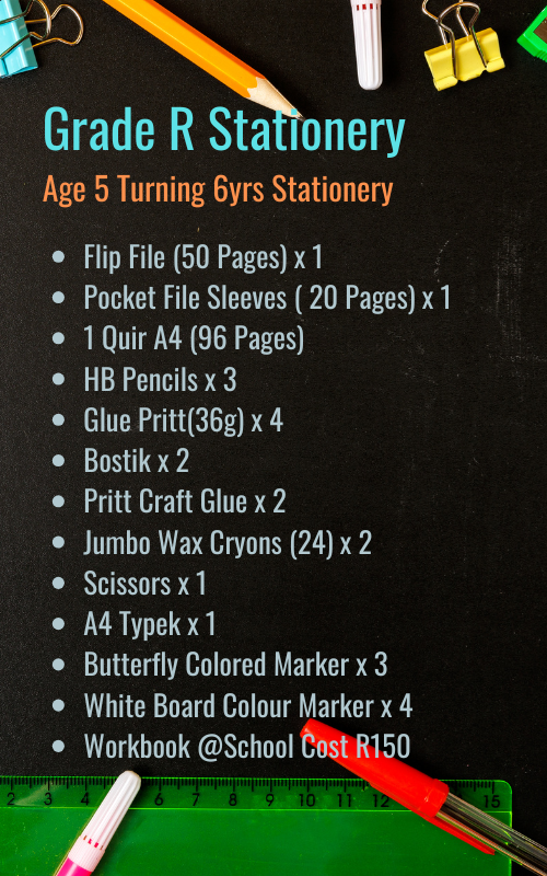 Pre/grade R Checklist Stationery List – Ba-Tliseng Little Steps Academy